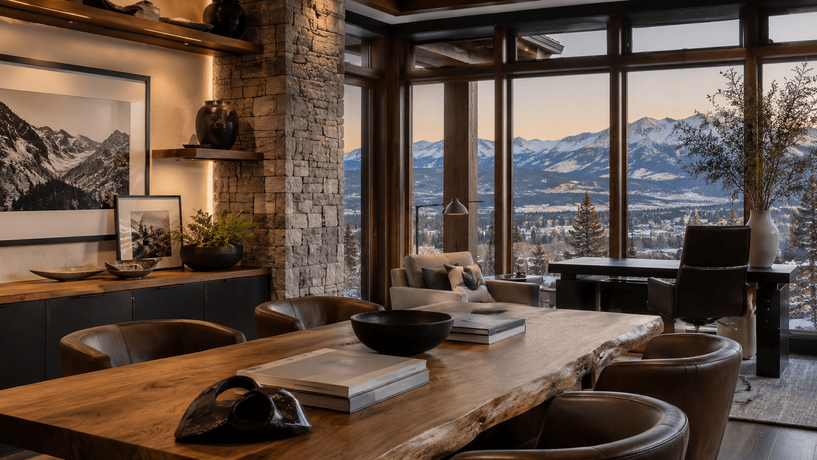 Real estate consulting desk with Montana view